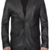 men black lambskin leather blazer