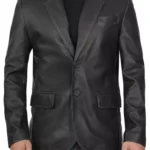 men black lambskin leather blazer