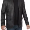 men black leather blazer