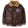 Men Embroidered Shearling Aviator Jacket