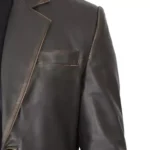 two button distressed blazer jacket