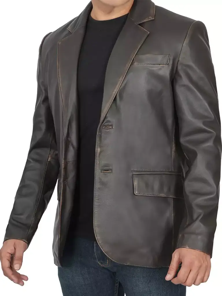 men vintage leather blazer