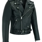 Mens Marlon Brando Black Leather Biker Jacket