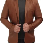 mens cognac brown blazer