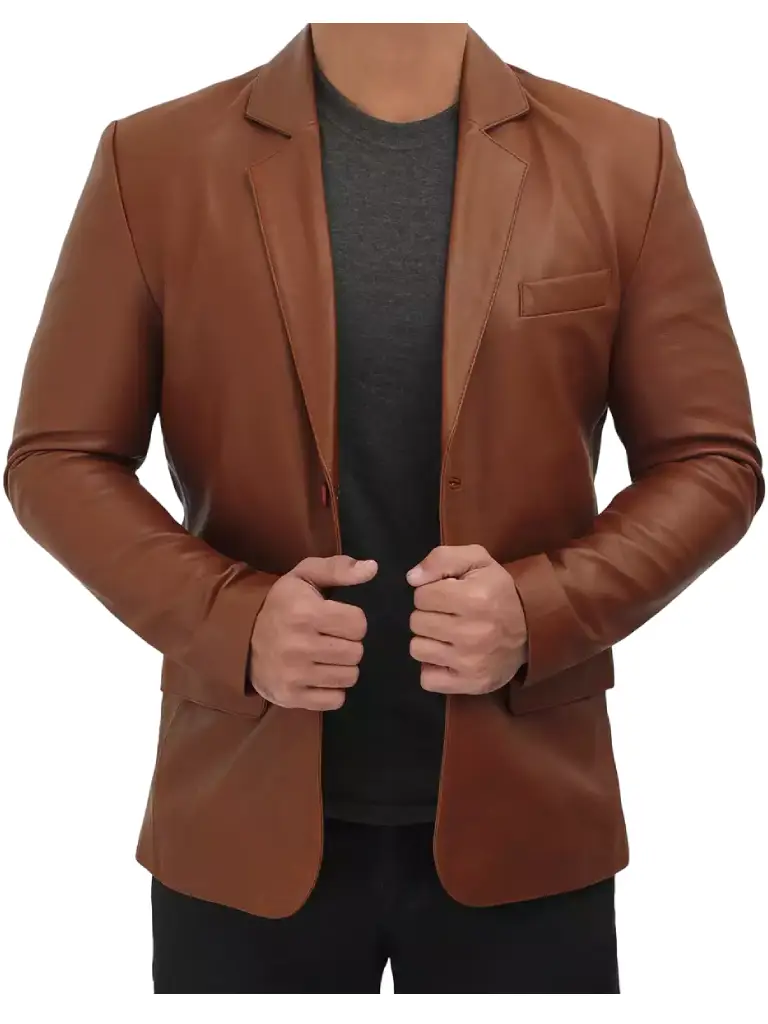 mens cognac brown blazer