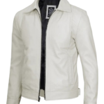 Off White Shirt Collar Leather Jacket