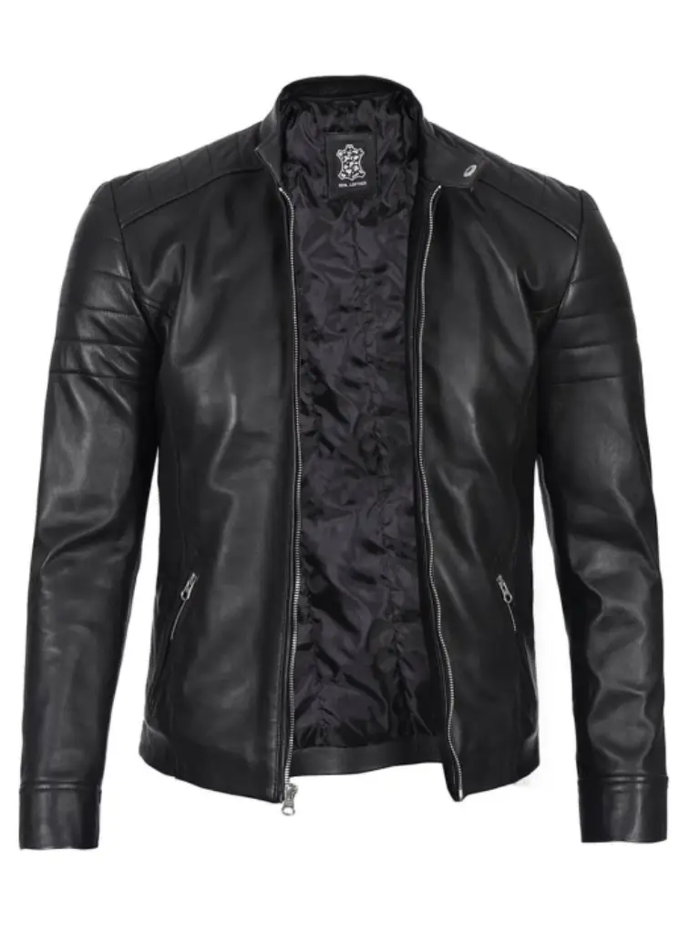 mens black racer leather jacket