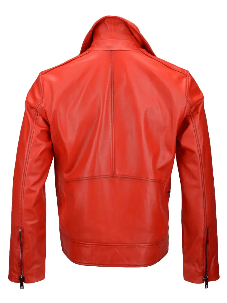Red Moto Biker Leather Jacket