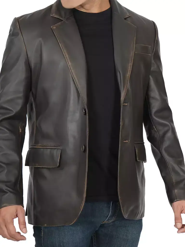 mens notch lapel brown blazer