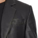 mens premium black leather blazer