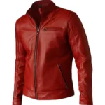 Mens Elegant Red Leather Jacket