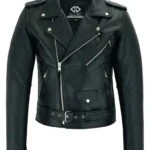 Mens Marlon Brando Black Biker Leather Jacket