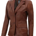 Womens Brown Two Button Blazer