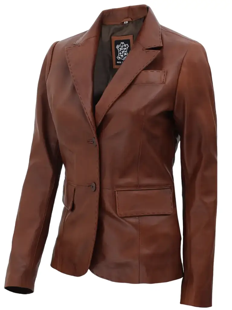 Womens Brown Two Button Blazer