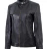 Women Biker Black Leather Jacket