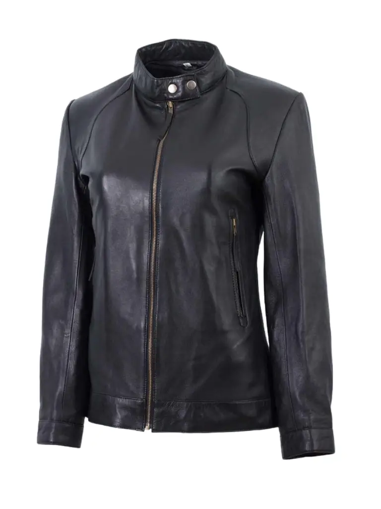 Women Biker Black Leather Jacket