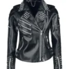 Women Studded Black Leather Jacket