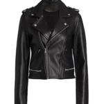 Women Biker Black Leather Jacket
