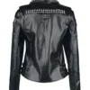 Women Black Studded Leather Jacket
