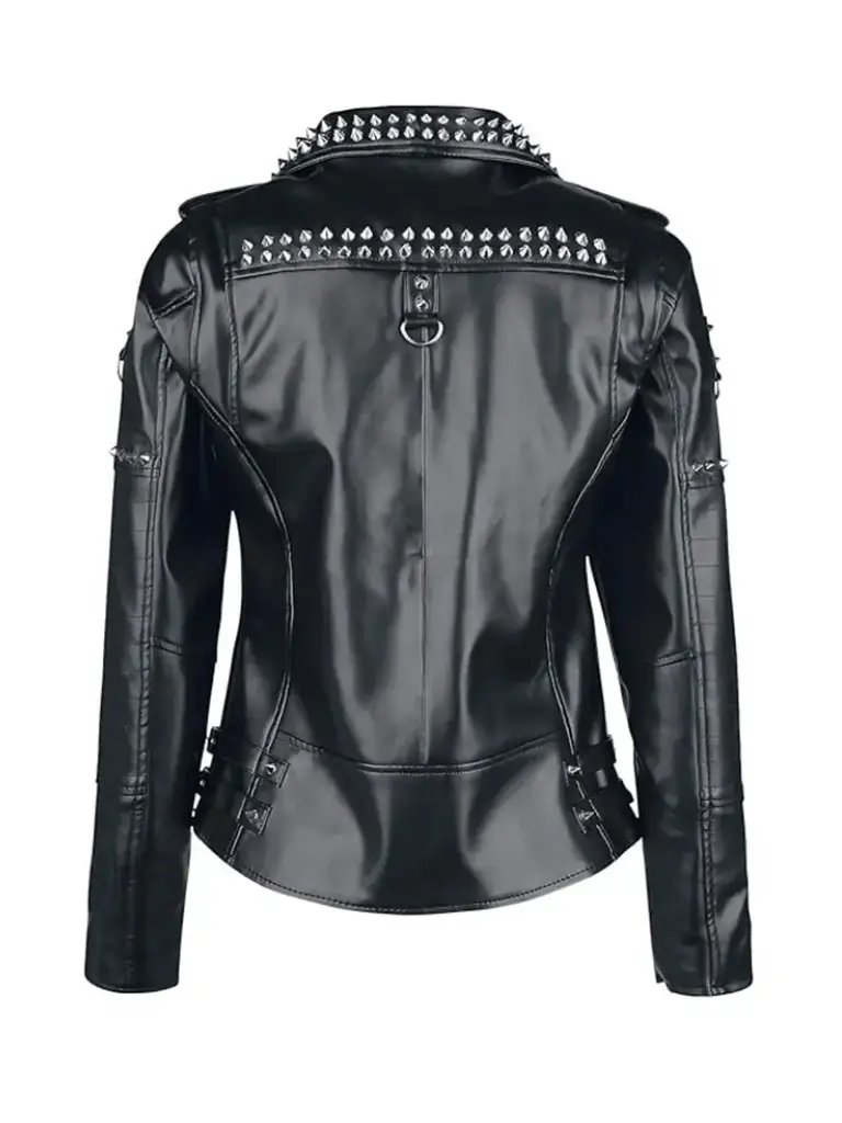 Women Black Studded Leather Jacket