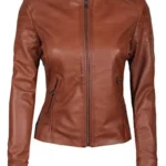 Women Brown Biker Leather Jacket