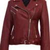 Women Burgundy Leather Jacket