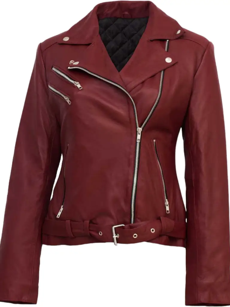 Women Burgundy Leather Jacket