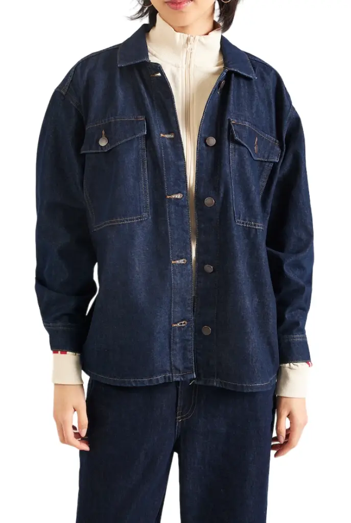 womens plain color denim jacket