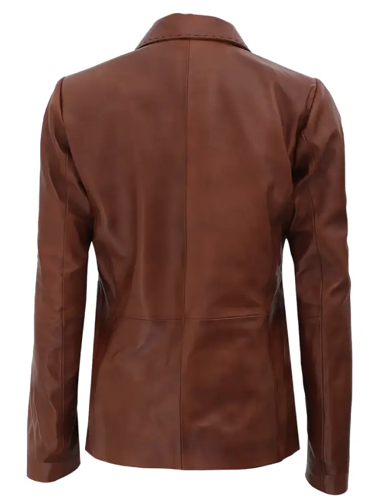 Womens Two Button Leather Blazer