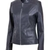 Women Lightweight Sheep Black Leather Jacket