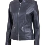 Women Lightweight Sheep Black Leather Jacket