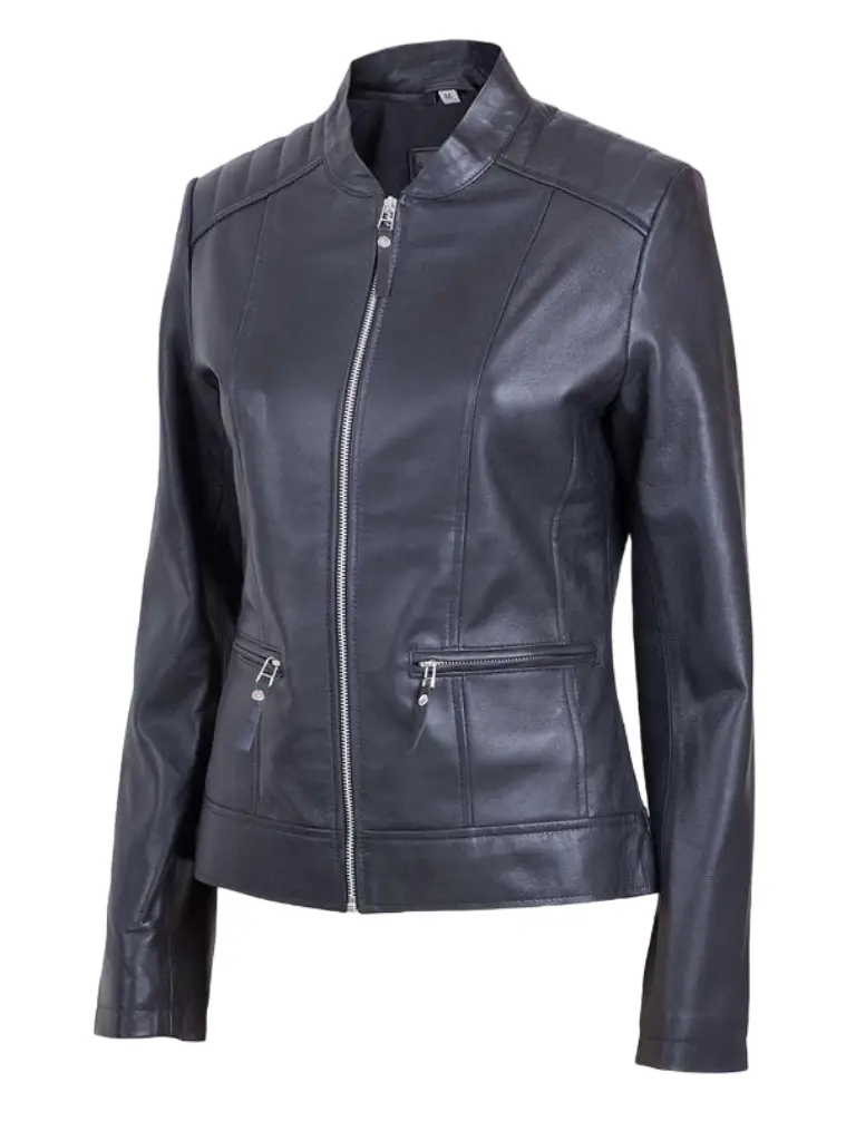 Women Lightweight Sheep Black Leather Jacket