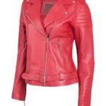 Womens Red Motorcycle Leather Jacket