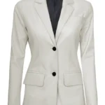 Womens Off White Leather Blazer