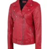 Women Red Leather Jacket