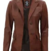 Brown Two Button Leather Blazer