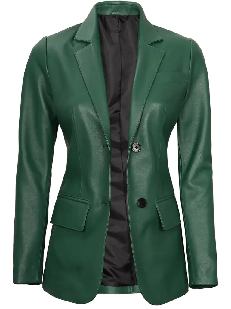 Women's Dark Green Genuine Blazer