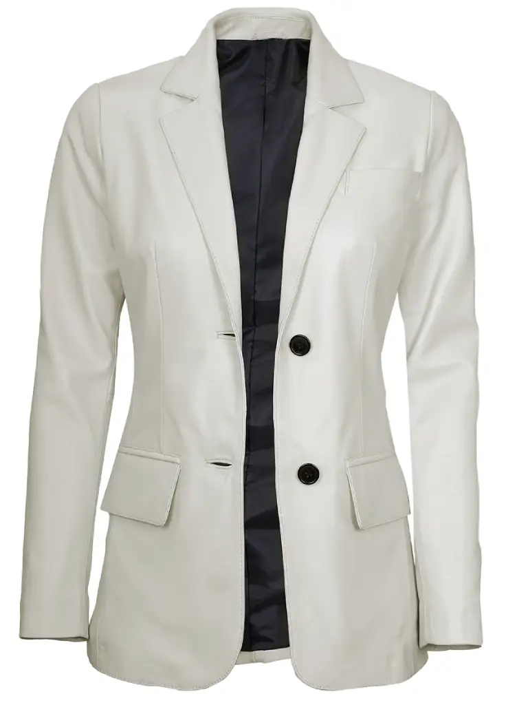 Womens Off White Leather Blazer