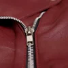 Women Red Leather Jacket ZIP