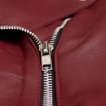 Women Red Leather Jacket ZIP