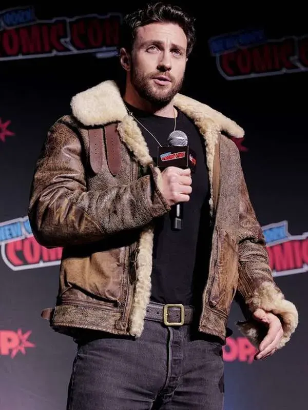 Aaron-Taylor-Johnson-Comic-Con-2024-Shearling-Leather-Jacket