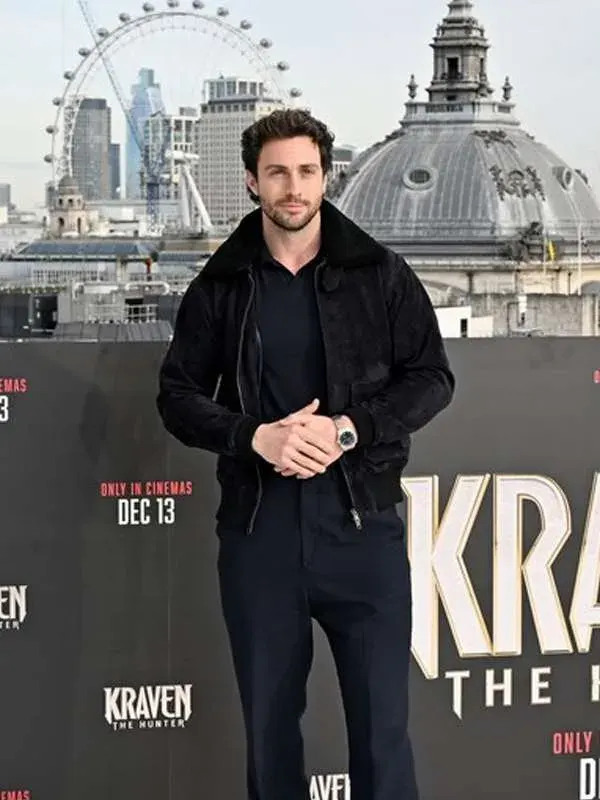 Aaron-Taylor-Johnson-Kraven-the-Hunter-Black-Suede-Leather-Jacket