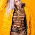 Billie-Eilish-Ocean-Eyes-Bomber-Yellow-Quilted-Puffer-Jacket