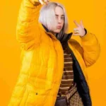 Billie-Eilish-Ocean-Eyes-Yellow-Quilted-Puffer-Jacket