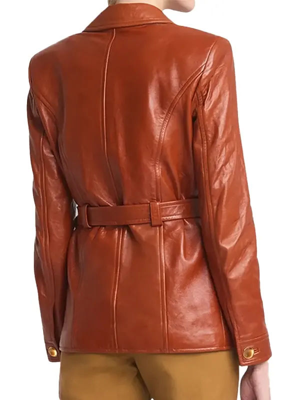 Black Bag Cate Blanchett Brown Leather Jacket Back