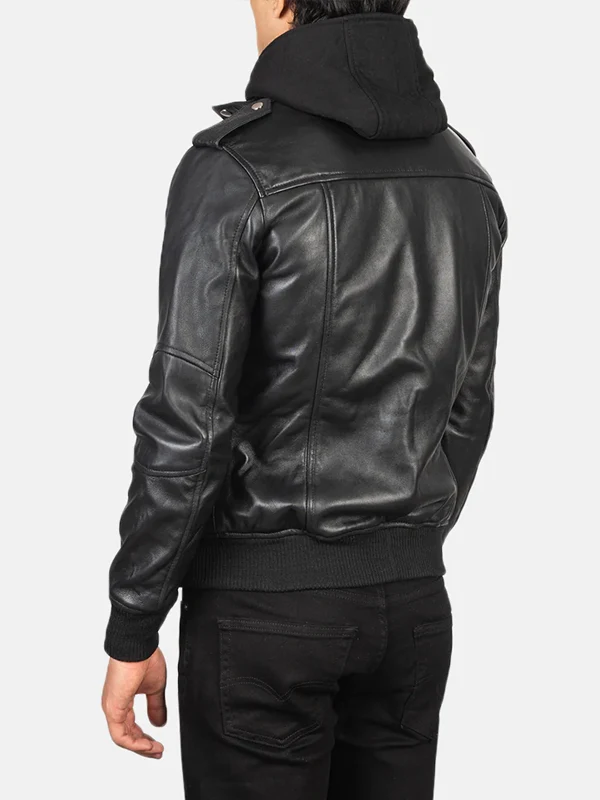 Black-Hooded-Bomber-Leather-Jacket-Back