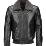 Brown-Shearling-Collar-Vegetable-Tanned-Leather-Jacket