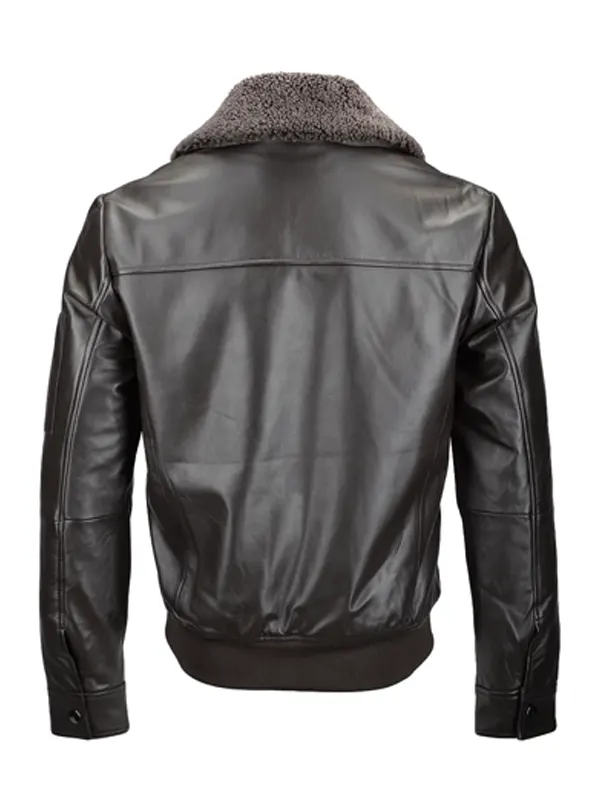 Brown-Shearling-Collar-Vegetable-Tanned-Leather-Jacket-Back