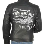 Casey-Desantis-Where-Woke-Goes-To-Die-Black-Leather-Jacket-Back
