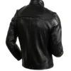 Casual-Black-Leather-Cafe-Racer-Jacket-Mens-Back